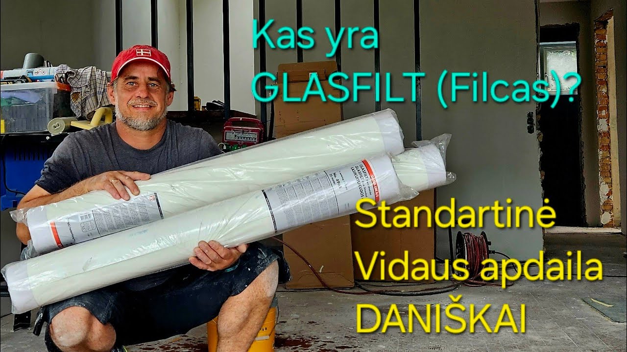DanaLim GLASFILT. Stiklo audinio tapetas, tapetavimas. Standartinė Daniška vidaus apdaila. B&J dažai