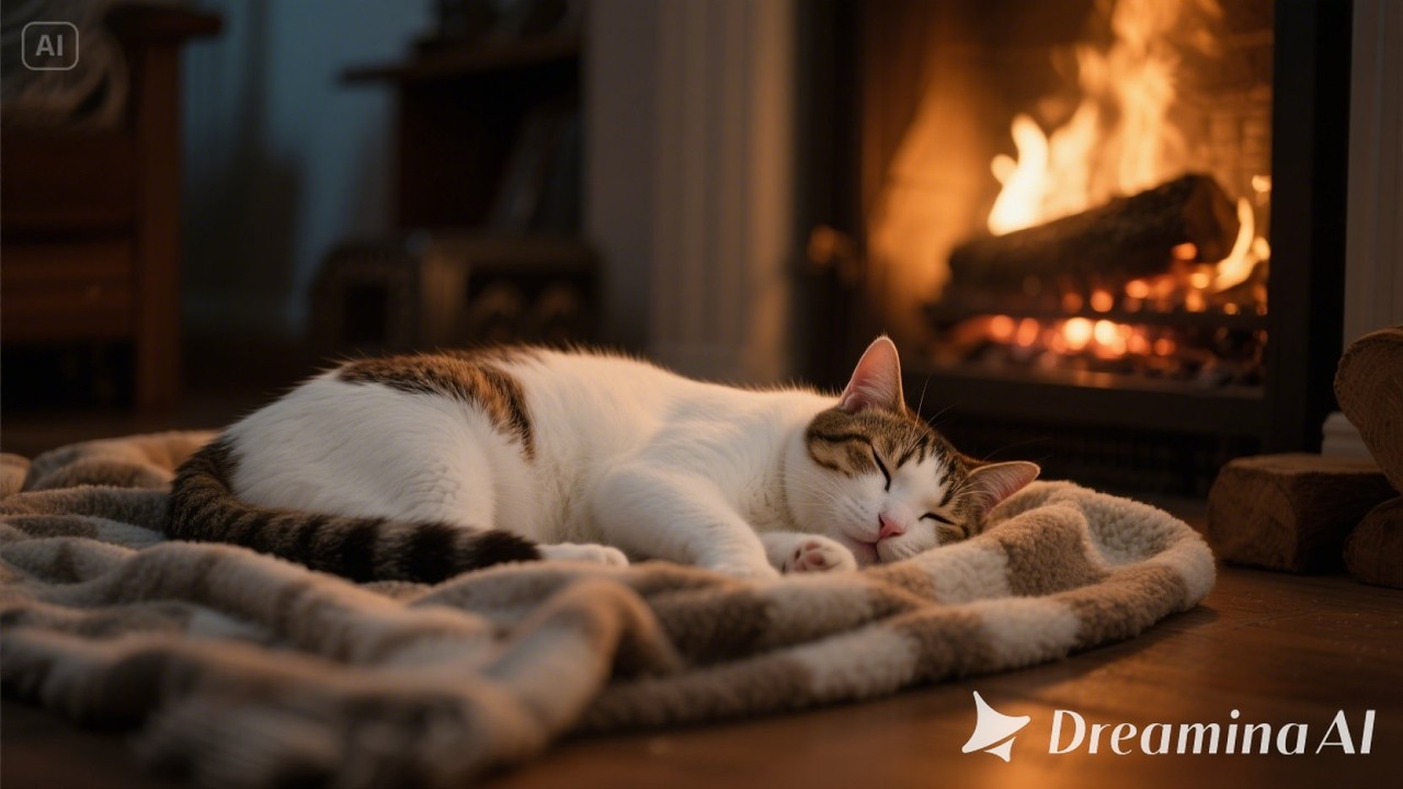 Want to Fall Asleep in 5 Minutes? Try Purring Cats and Fireplace Ambience