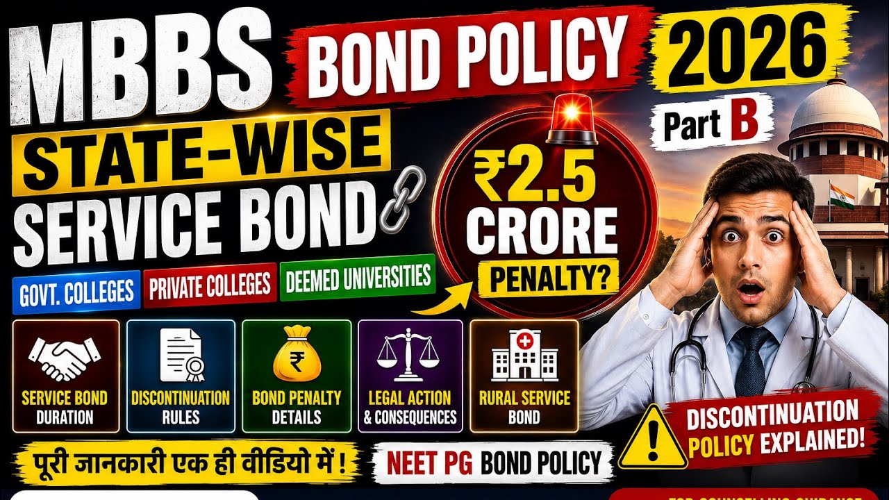 💥 MBBS Bond Policy 2026 Part B 😱 State-Wise Service Bond ⚠️ PG Bond ? 🚨 Discontinuation Penalty 