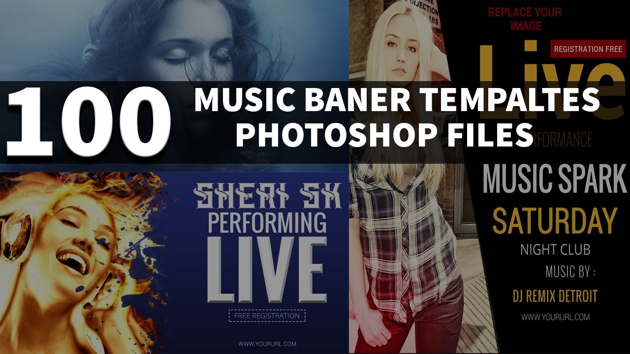 100 Music Banner Templates Design For Facebook Download In PSD Files |English| |Photoshop Tutorial|