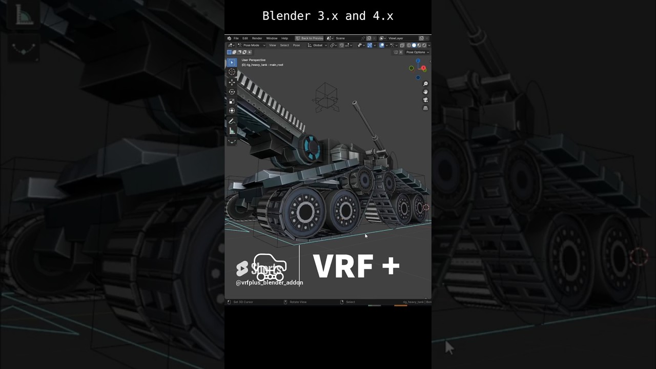 Tank track rig in blender 4.x #animation #rigging #tank #scifi #blender3d #blenderaddons