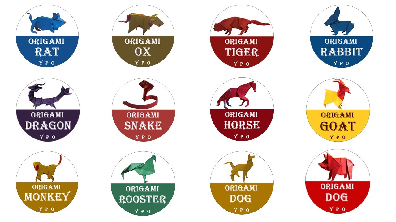 Origami 12 Year Cycles of Animals Sign - Chinese Zodiac Origami