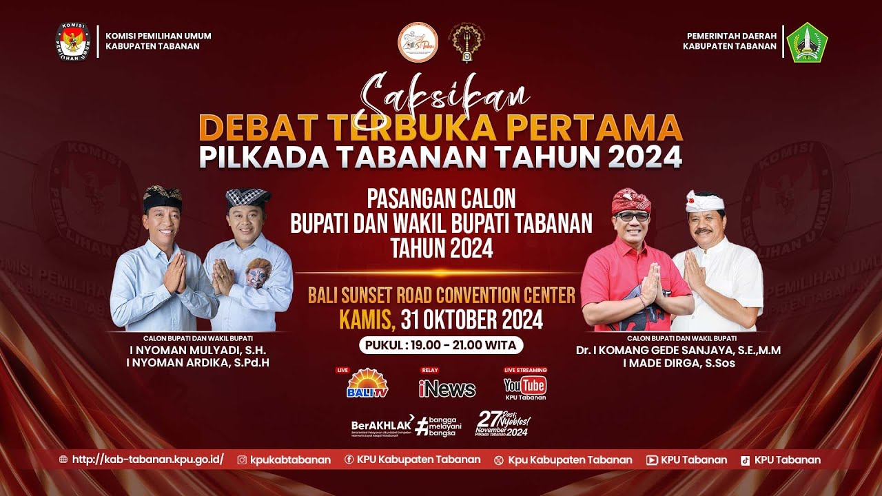 DEBAT TERBUKA PERTAMA PILKADA TABANAN TAHUN 2024 - KPU TABANAN