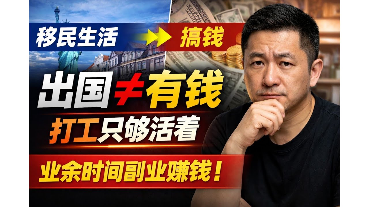 出国≠有钱！打工只能活着，业余时间才决定你能赚多少 | 移民后真正的焦虑是收入 | 我从餐饮到副业实战，公开测试AI、自媒体、副业搞钱路线