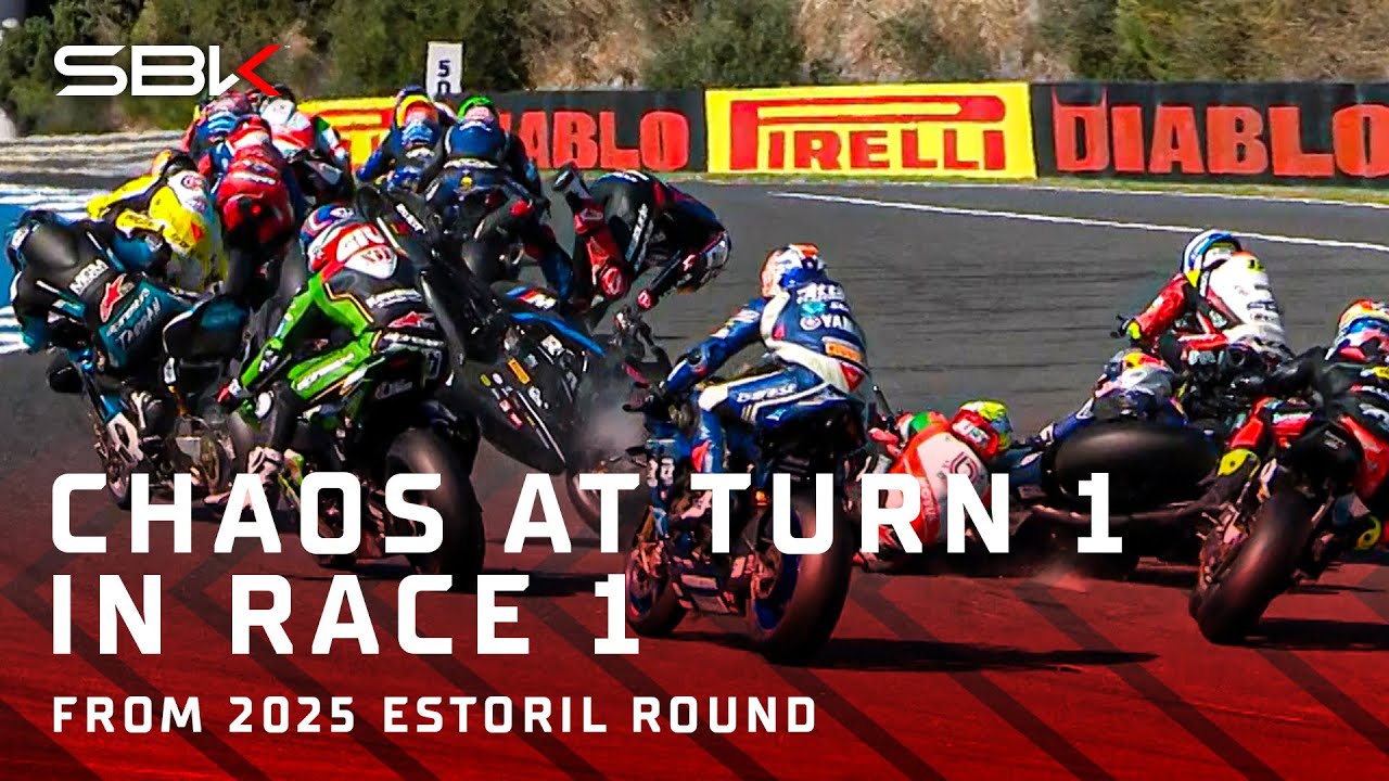 ДРАМА ГОНКИ 1: 5 гонщиков попали в крупную аварию в гонке 1 🤯 | 2025 #EstorilWorldSBK 🇵🇹