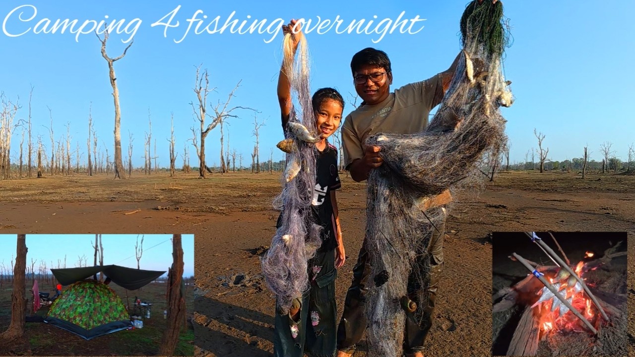 Camping and fishing overnight in the Lake|បោះតង់ដាក់មងនៅបឹងអាតោ