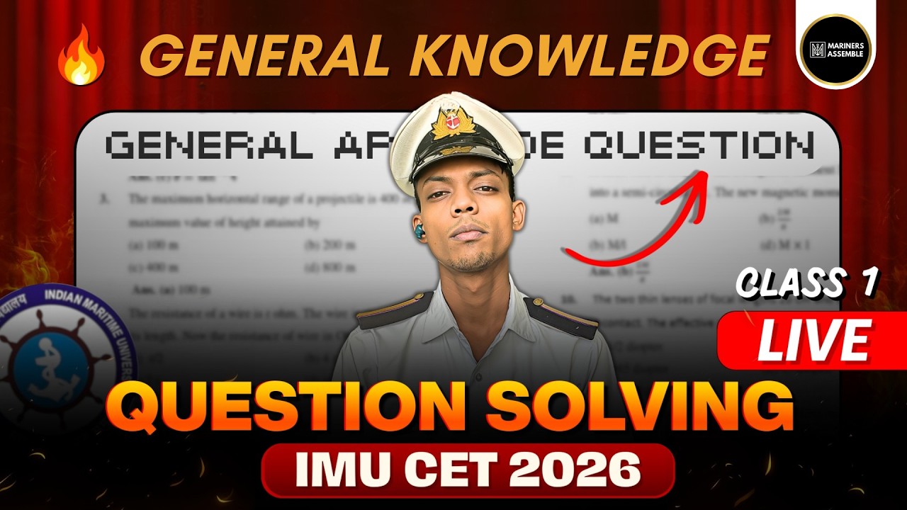 IMU CET 2026 LIVE | GK Question Solving | Class 1 | Full Concept + PYQs #imucet