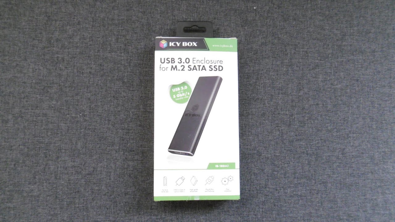 Unboxing des RaidSonic Icy Box IB-183M2 mit USB-3.0-Micro-B-Anschluss.