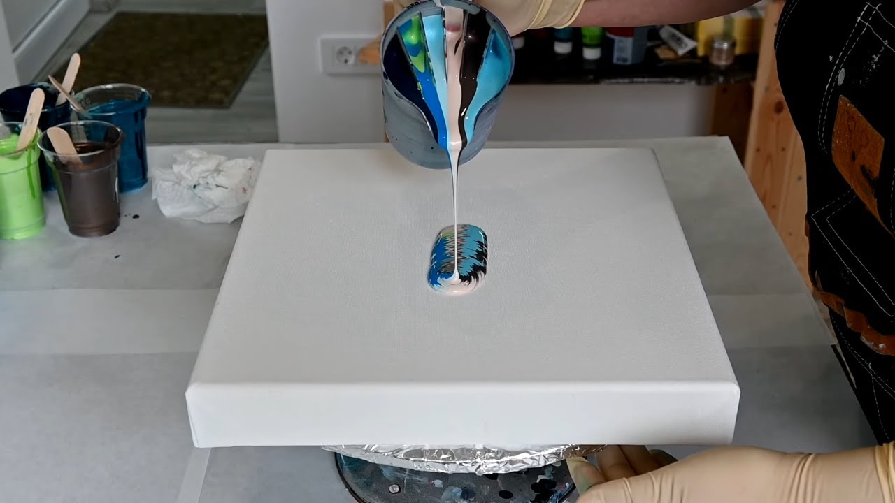 (947) Beautiful Abstract LANDSCAPE painting ~ SPLIT CUP Acrylic pouring technique ~ Fluid art