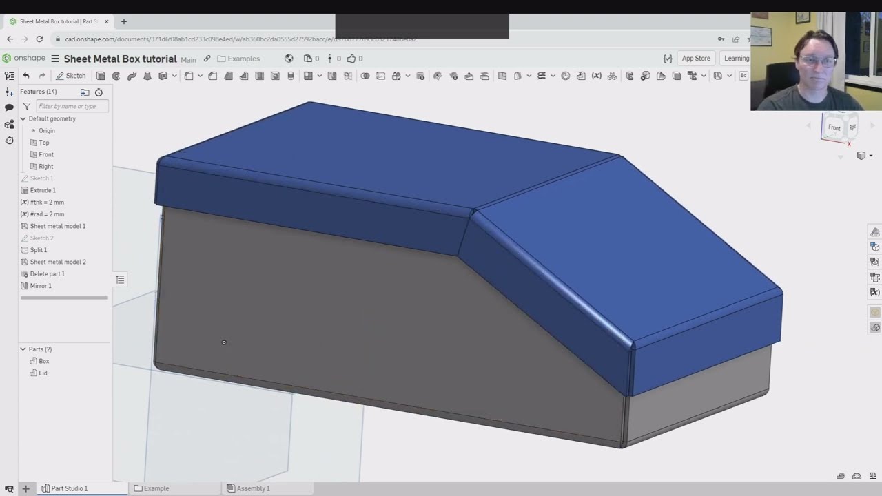 Onshape Sheet metal tutorial: easy two part box with multi part studio