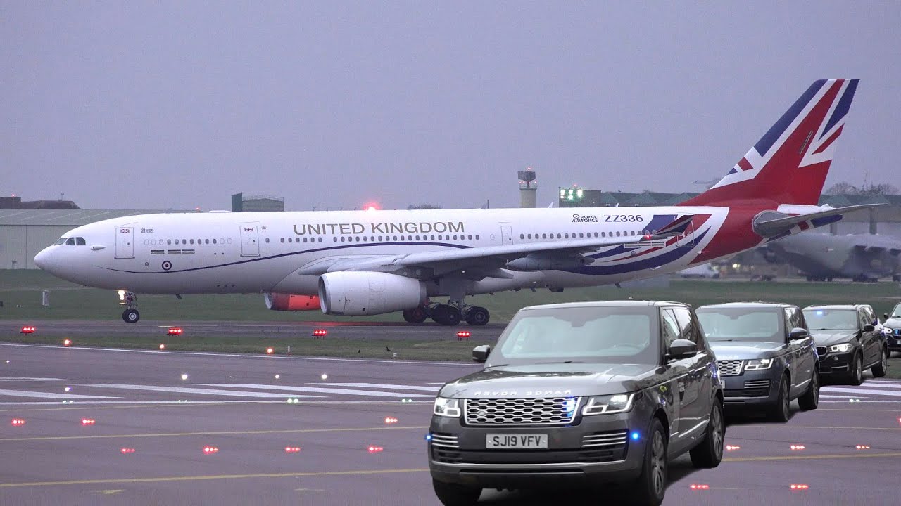 The Royal Air Force VIP jet and a motorcade 🇬🇧