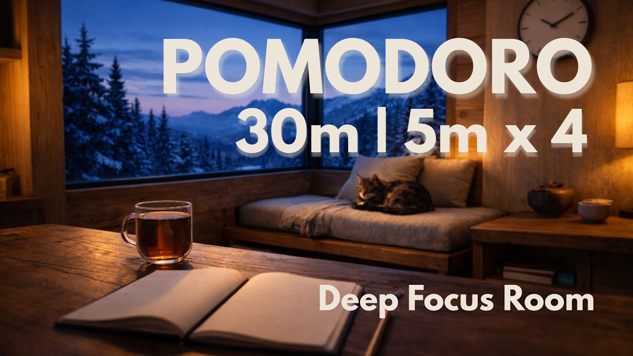 Deep Work Pomodoro 30/5 x 4 | Brown Noise for Serious Focus