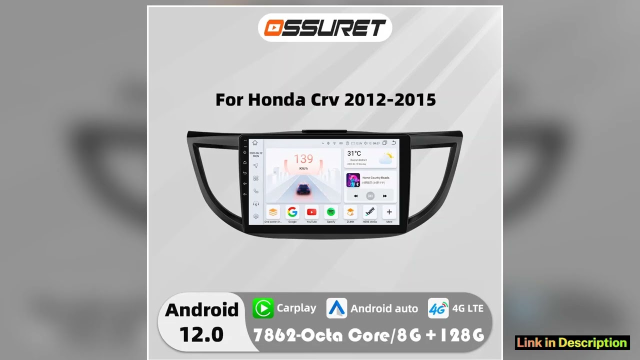 4G Carplay Android 12 Auto Car radio For Honda CRV CR V 2012 2016 multimedia Video player GPS Navi