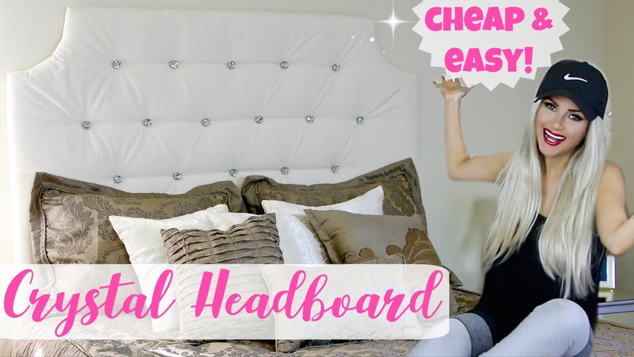DIY Easy Tufted Headboard Hack For Cheap | $25 Crystal Tufted Bed // Lindsay Ann
