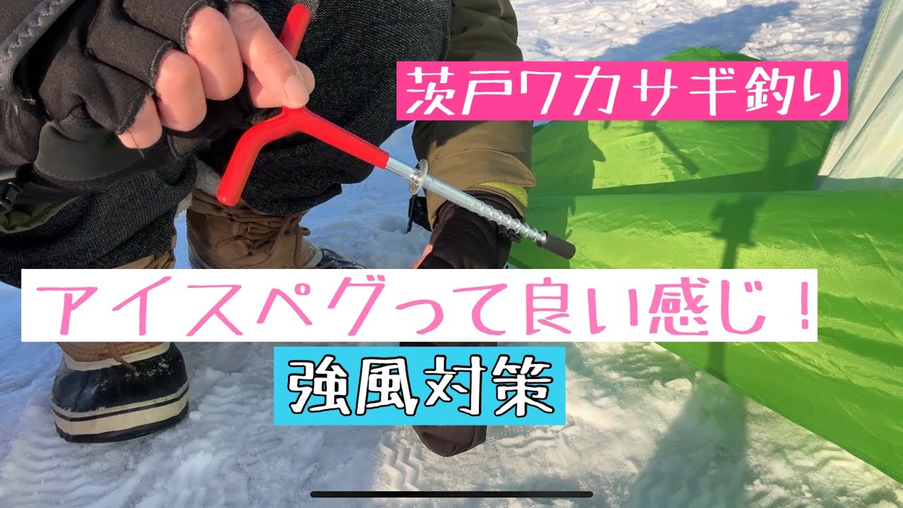 茨戸ワカサギ釣り　アイスペグ使ってみた
