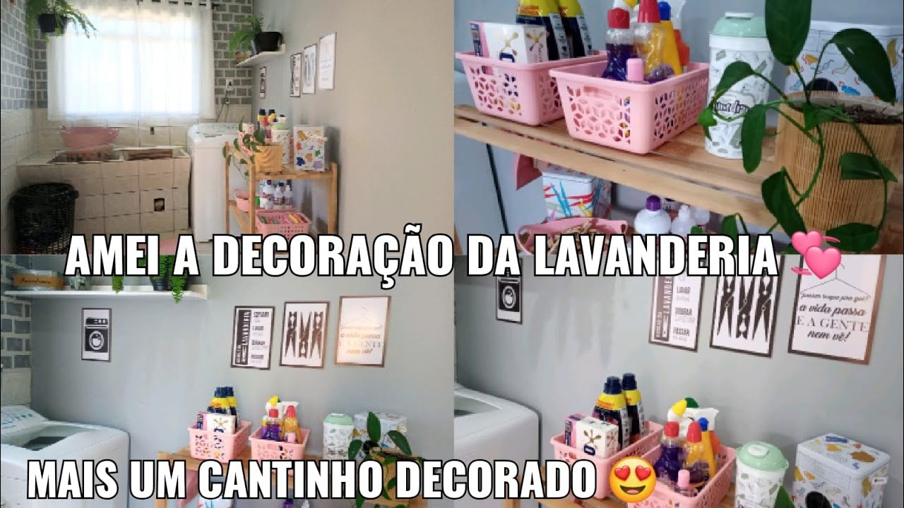 Amei a transformação na lavanderia 🥰 A decoração ficou muito linda! Fizemos nossa estante ripada 💞