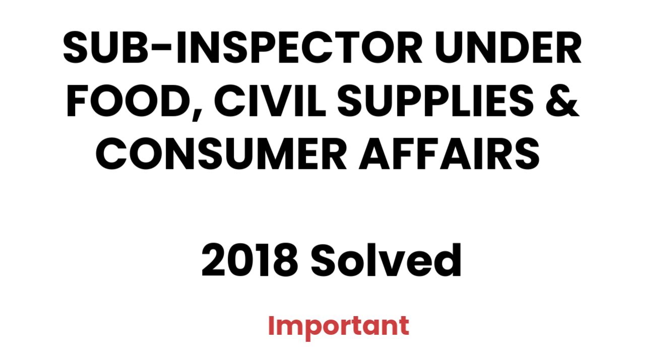 SI | FOOD, CIVIL SUPPLIES & CONSUMER AFFAIRS 2018 MIZORAM