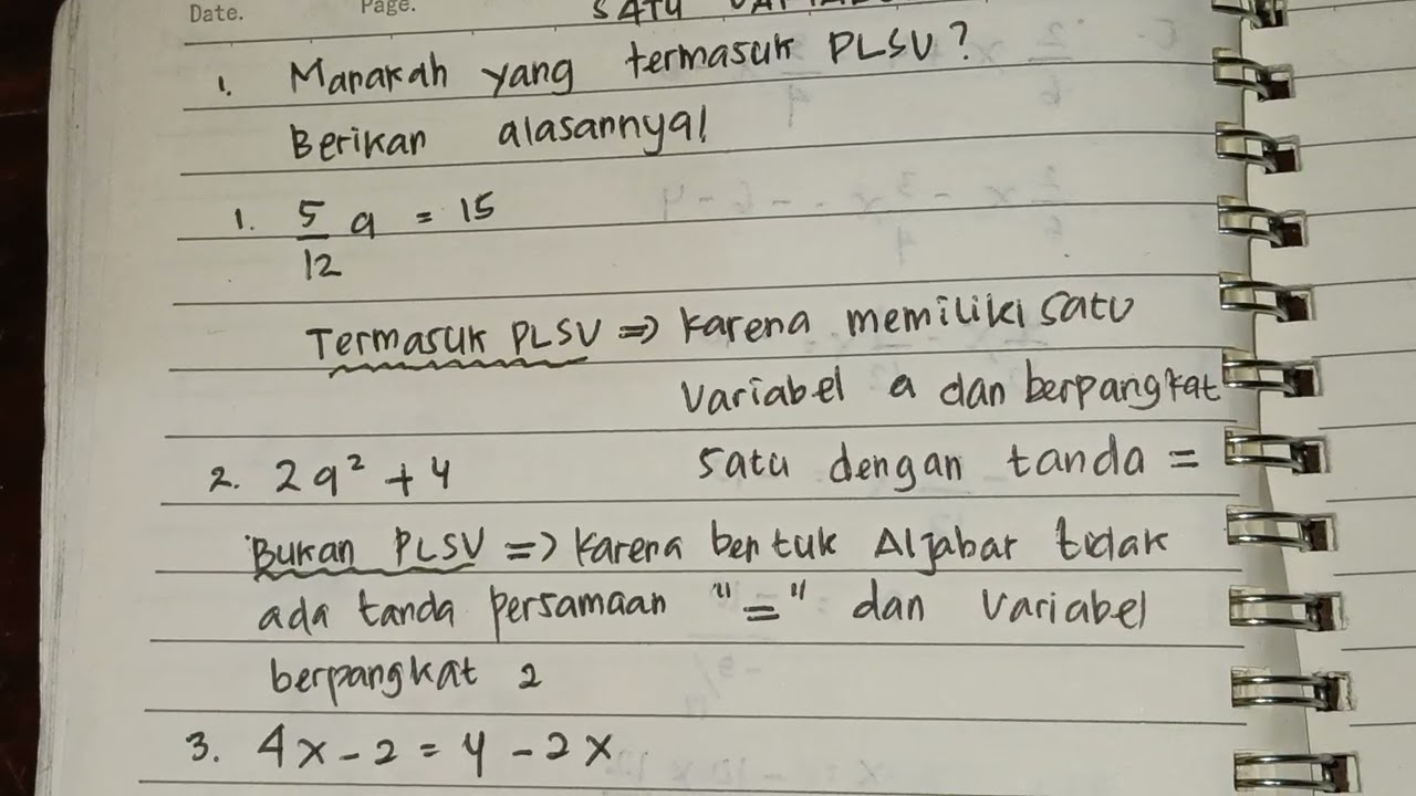 Manakah yang termasuk PLSV? Berikan alasannya!