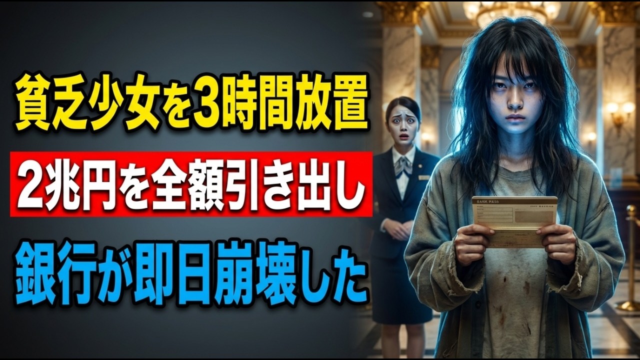 「口座整理？全額引き出し？中卒が？勝手にしろｗ」病気の恩人の為、預金下ろすボロ姿の少女を見下す銀行員。翌朝、2兆円が他銀へ送金、更に秒単位で数千万が動く！？本店大混乱！頭取は半狂乱#泣ける話 #感動