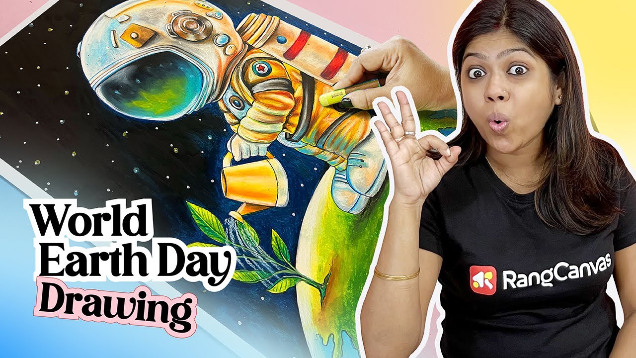 World Earth Day drawing with Oil Pastel | Earth Day drawing step by step | World Earth day Poster