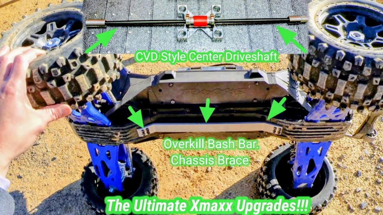 Traxxas Xmaxx. M2C CVD style center driveshaft. Overkill Bash Bar.
