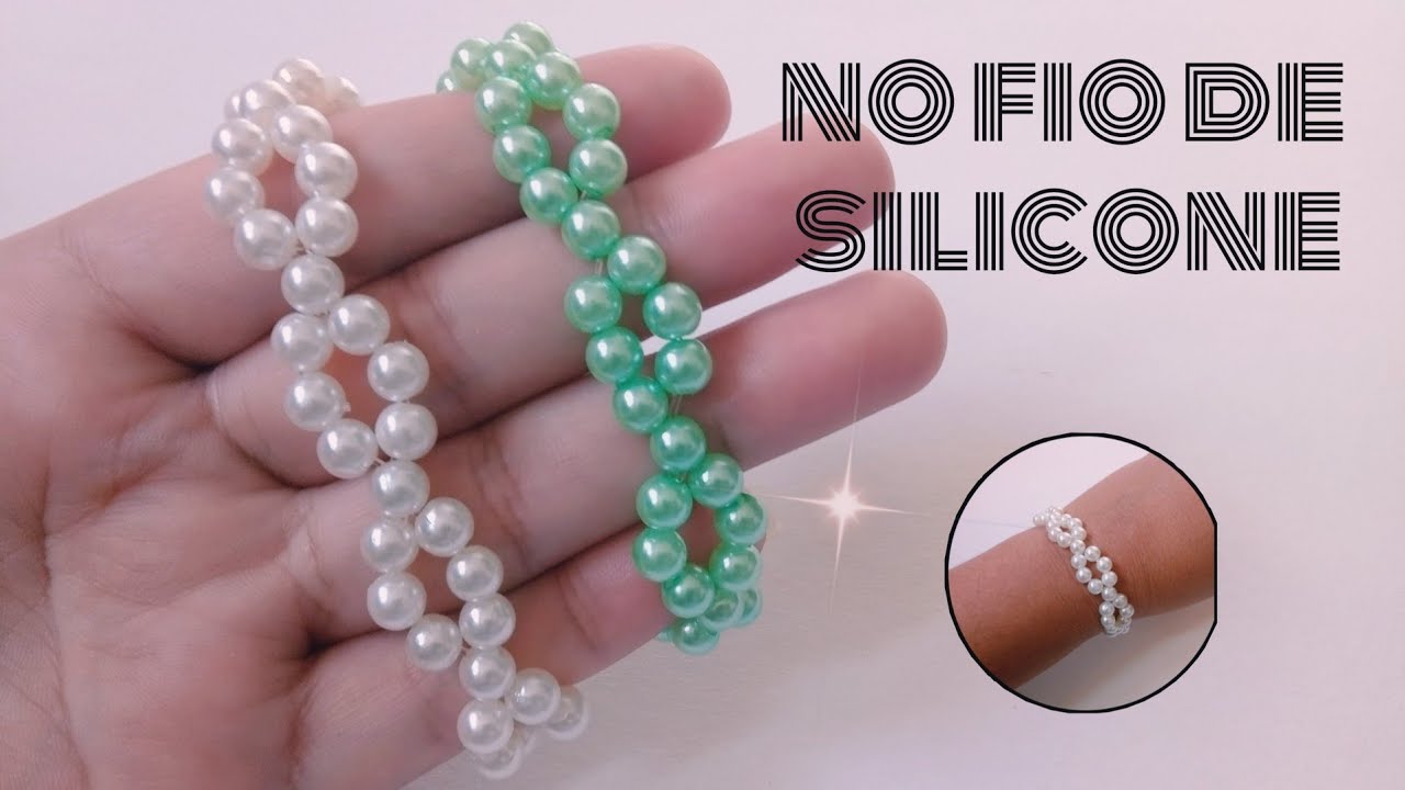 Pulseira de pérolas no fio de silicone/para iniciantes.