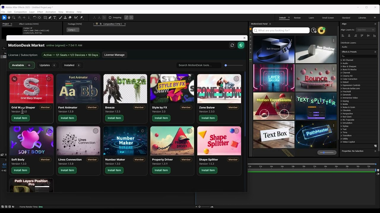 Meet MotionDesk Panel v2 | The Ultimate After Effects Tool Hub