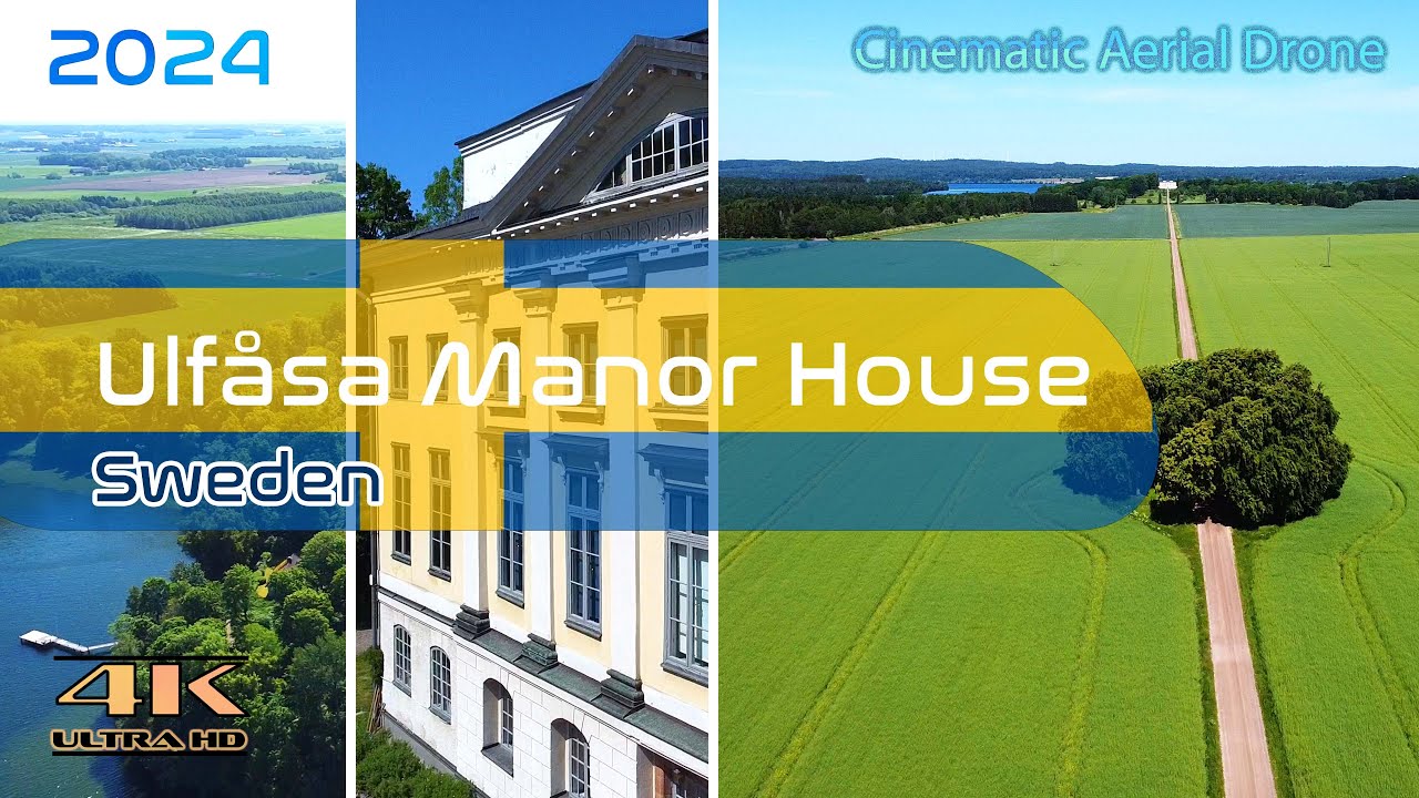 Ulfåsa Manor House From Above - Ulvåsa Slottet - Motala - Lake Boren - 4K Aerial - June 2024