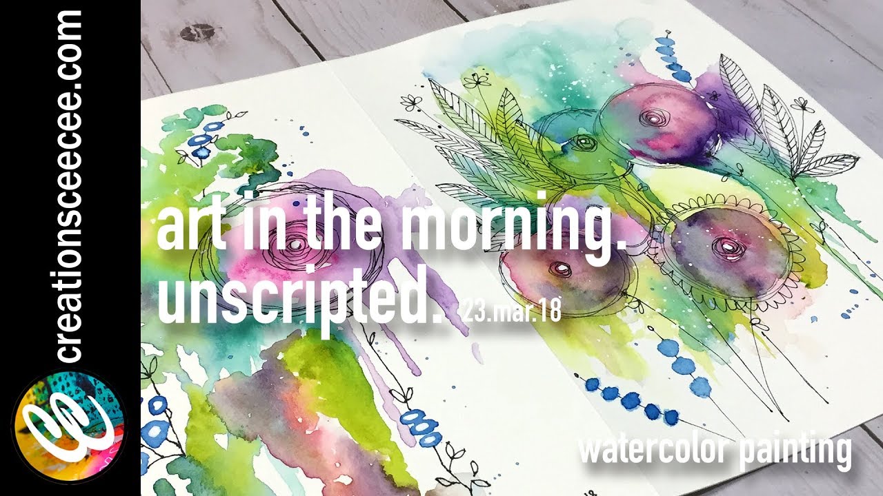 side by side: more doodling and watercolor