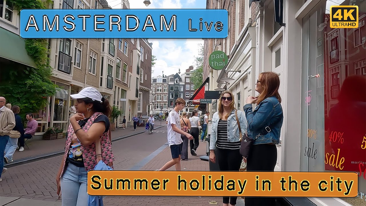 Summer Holiday in Amsterdam - 4K Lunch Hour Tour of Downtown