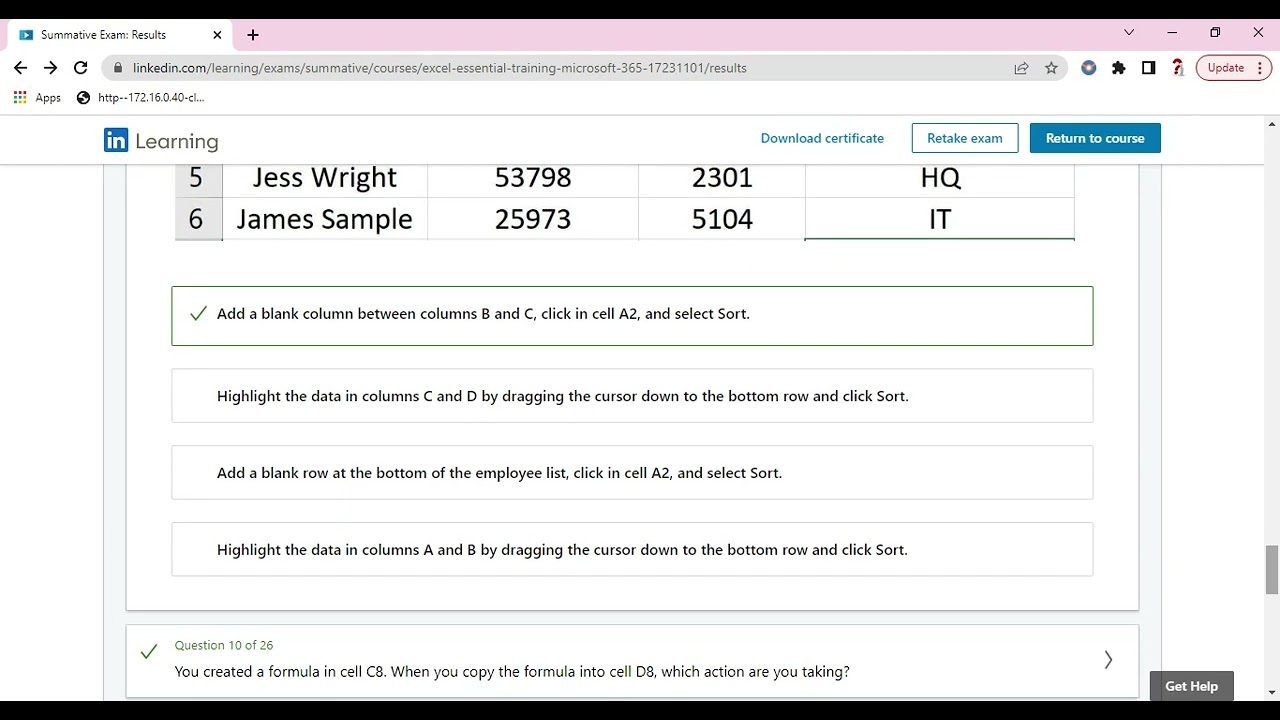 Excel Essential Training Microsoft 365/office 365 linkedin Exams Answers key 2023 latest.#subscribe