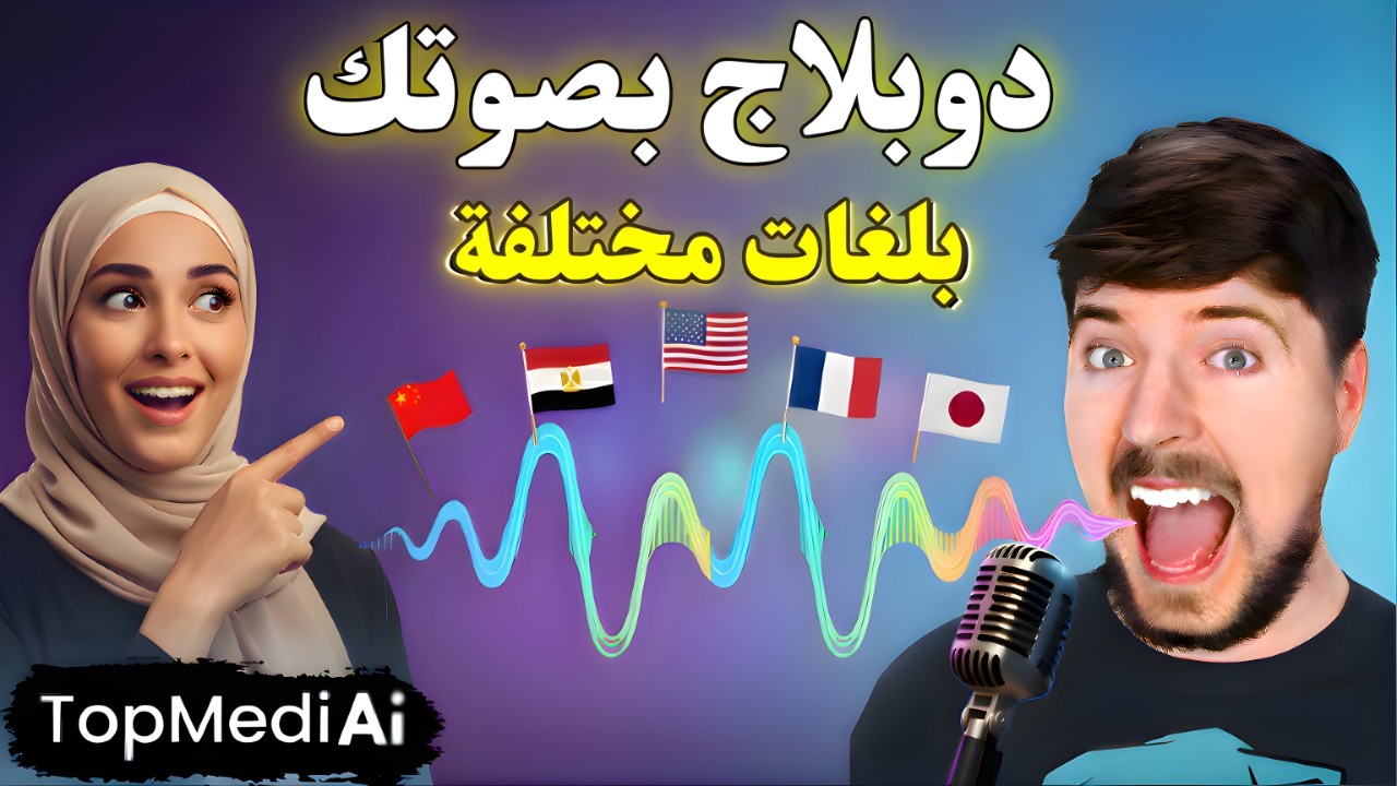 حوّل صوتك لأي لغة! دبلجة فورية ومزامنة شفاة بالذكاء الاصطناعي! 🎙️(TopMediai)