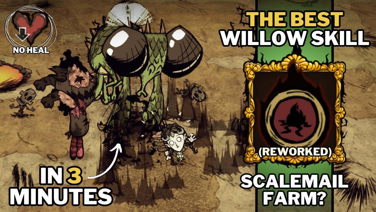 THE INSANE DPS OF THE NEW WILLOW!!! Killing Dragonfly in 3 min (No Heal, No Walls) - Don't Starve