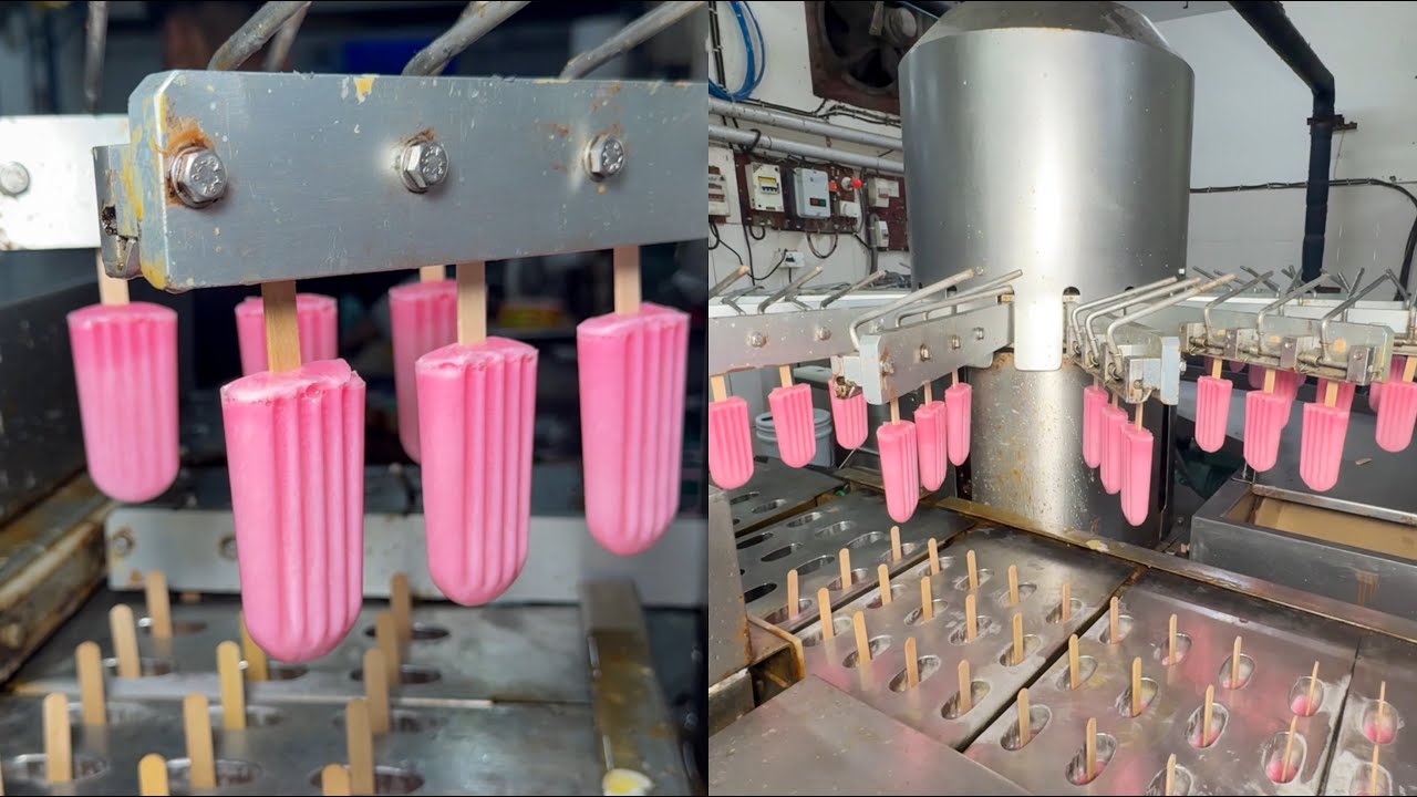 Most shocking strawberry ice cream making in a factory