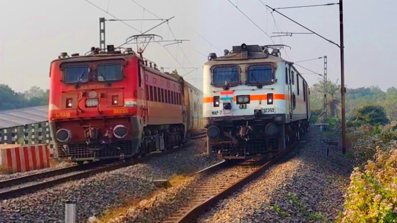 Dangerous Honking! 90°curve Wap7 Garib Rath Express ,Wap4 Intercity & Howrah - Katwa EMU in Action ।