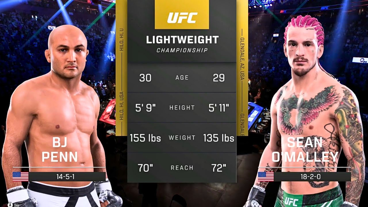 BJ Penn vs Sean O'Malley FULL FIGHT | UFC 5 AI Simulation Gameplay (CPU vs CPU)