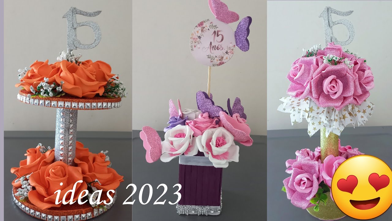 DIY TRES IDEAS DE CENTRO DE MESA PARA QUINCEAÑERA/CENTERPIECE FOR QUINCEANERA #diy #centerpieces