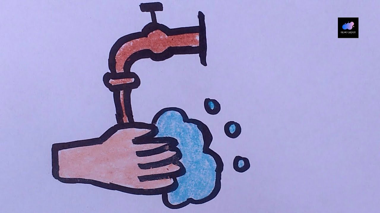 Handwash Drawing | How to Draw A Washing Hands easy | Coronavirus Awareness Poster | Easy Drawings.