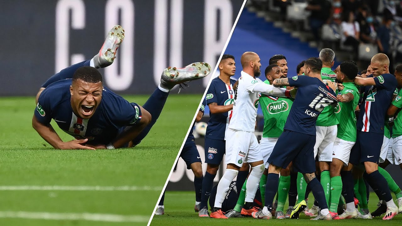 Kylian Mbappe injury sparks mass brawl in Coupe de France final! Mbappe leaves the field in tears