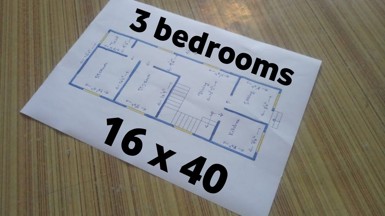 16 x 40 ghar ka naksha ll 3 bhk house plan ll Ranjan Architect ll