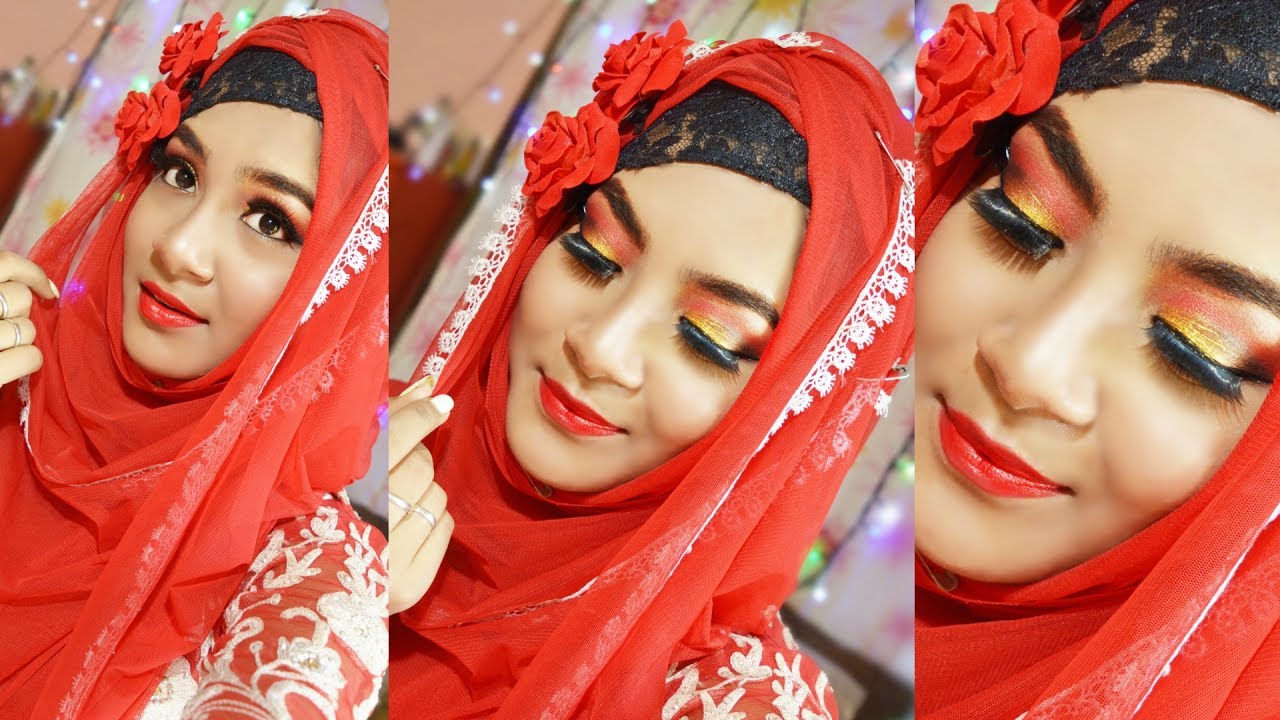 Red & Golden Glamorous Eid Makeup Tutorial || EID MAKEUP 2017