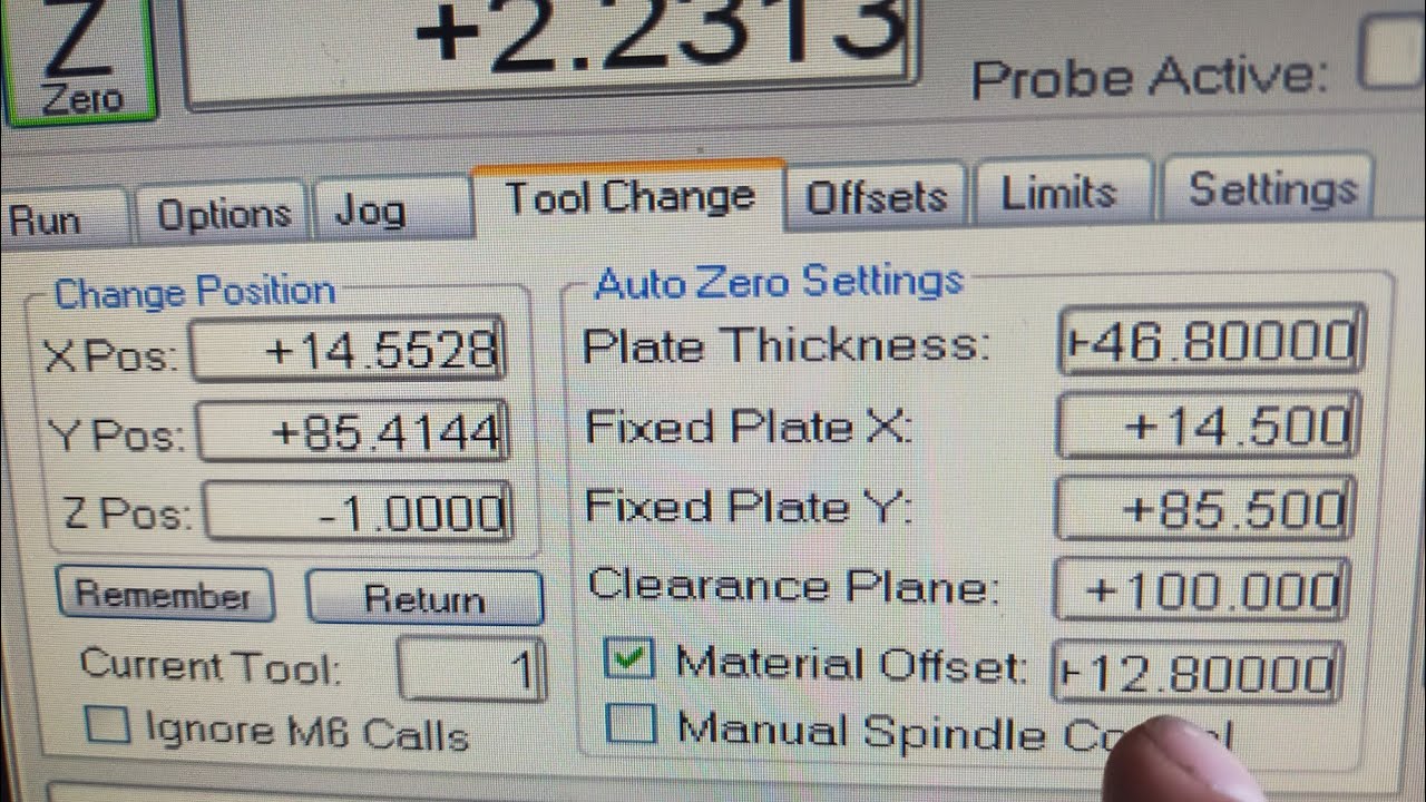 Mach3 Manual tool changes using fixed probe or touch plate.