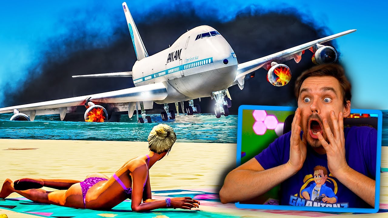 747 EMERGENCY LANDING on a beach in GTA 5!
