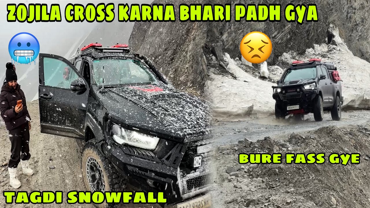 socha nhi tha Zojila Pass mai aise fass jayenge 😫 Tagdi snowfall shuru 😰 Galti to nhi kardi 🙏🏻