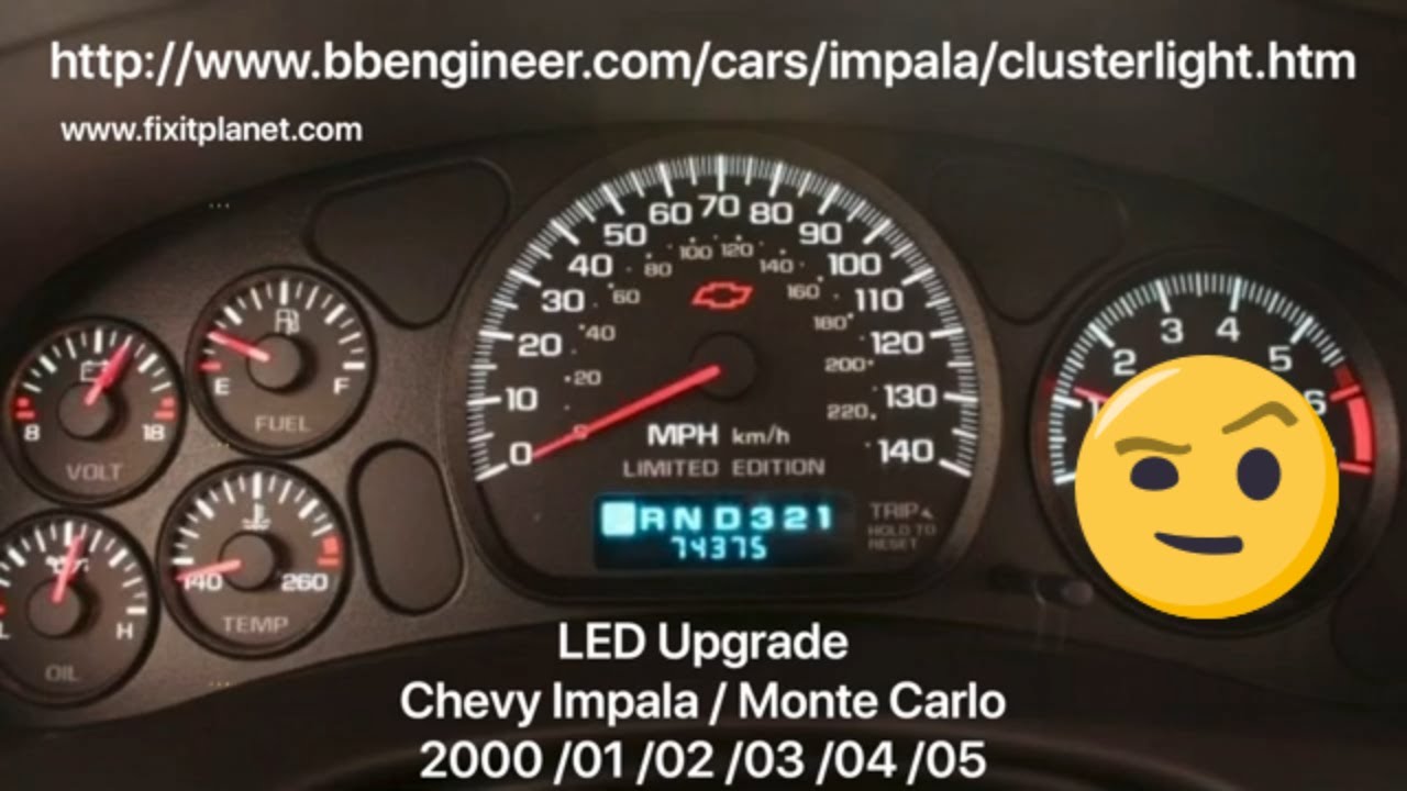 2002 Chevy Monte Carlo Instrument Cluster LED Upgrade