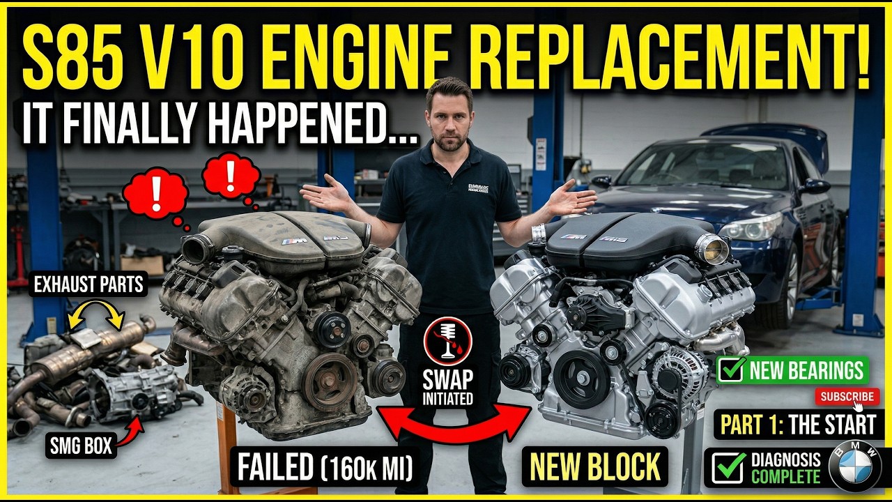 BMW M5 V10 S85 Engine Replacement | Rare Look at Two Engines Side by Side!