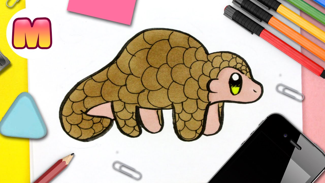 COMO DIBUJAR UN PANGOLIN KAWAII - Dibujos faciles kawaii - Aprende a dibujar animales con Jape