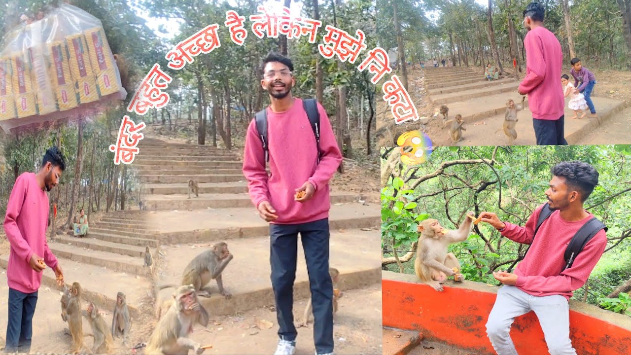 कुदरगढ़ में बंदरों को बिस्किट खिला// फिर भी मुझे 👀🙃 देखा रहे//#myfirstvlog2026 #vlog @cgnitin1281 