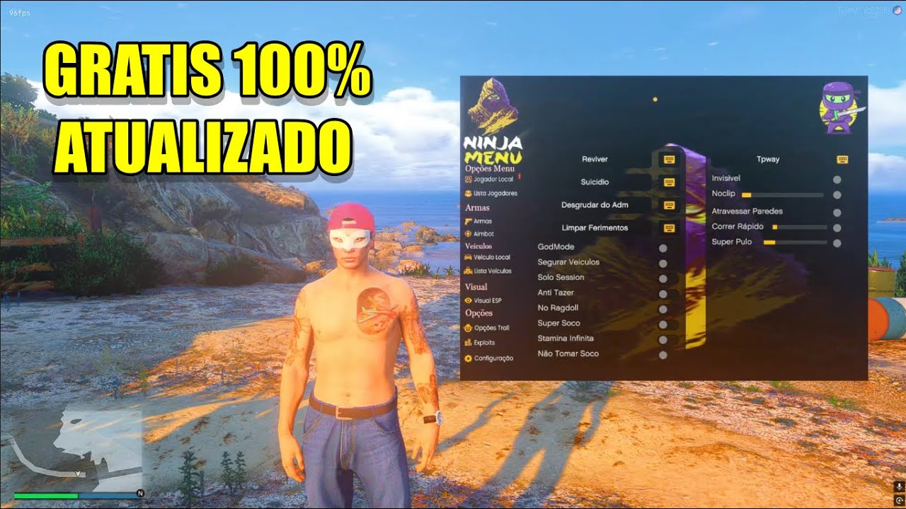 MOD MENU GRATIS! PRA FIVEM COM EXECUTOR 2025 - GTARP (NINJA MENU ATUALIZADO)