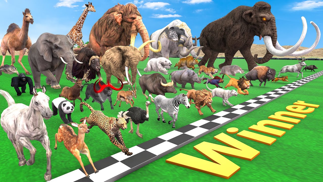 Big Race 30 Wild Animals,Which is the fastest animal? Animal Revolt Battle Simulator